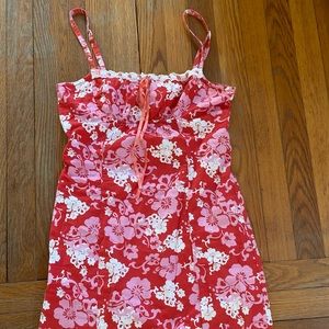 Adorable Flower summer dress pink straps medium